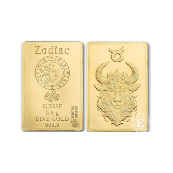 0.5 g investicinio aukso luitas Zodiac - Jautis, PAMP 999.9