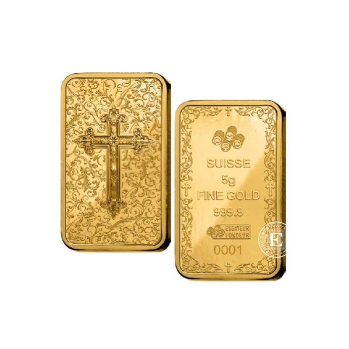 5 g złota sztabka Christian Cross, PAMP 999.9
