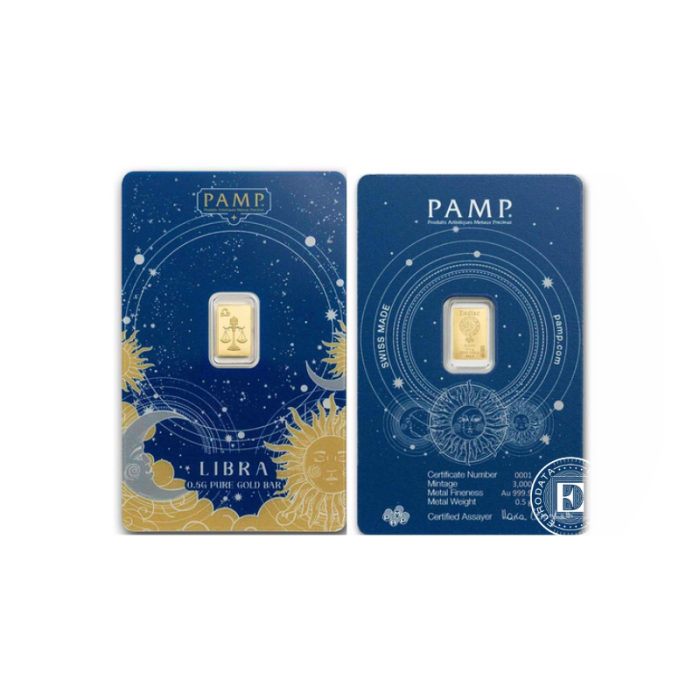 0.5 g złota sztabka Zodiac - Libra, PAMP 999.9