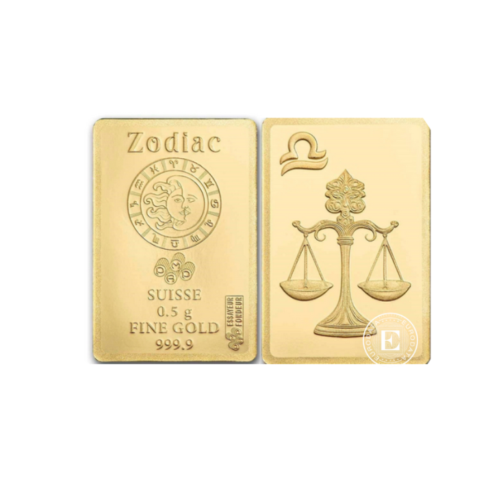 0.5 g złota sztabka Zodiac - Libra, PAMP 999.9