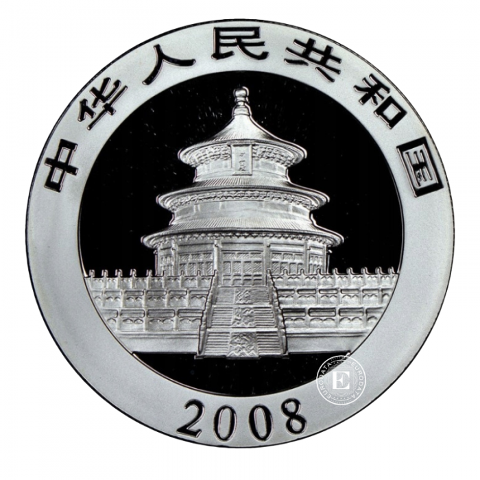 1 oz (31.10 g) sidabrinė moneta Panda - Black Impire Edition, Kinija 2008 (dalinai paauksuota)