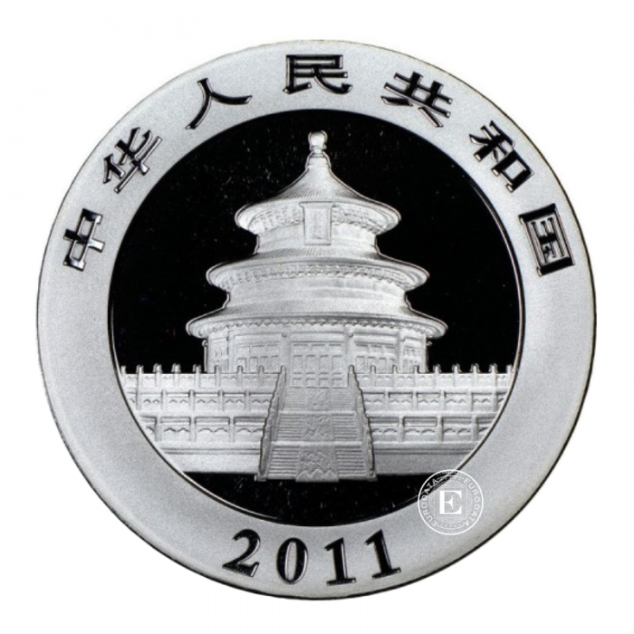 1 oz (31.10 g) sidabrinė moneta Panda - Black Impire Edition, Kinija 2011 (dalinai paauksuota)