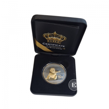 1 oz (31.10 g) sidabrinė moneta Panda - Black Impire Edition, Kinija 2014 (dalinai paauksuota)