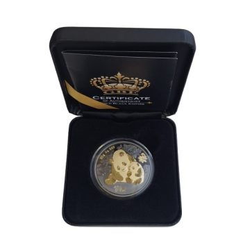 30 g sidabrinė moneta Panda - Black Impire Edition, Kinija 2024 (dalinai paauksuota)