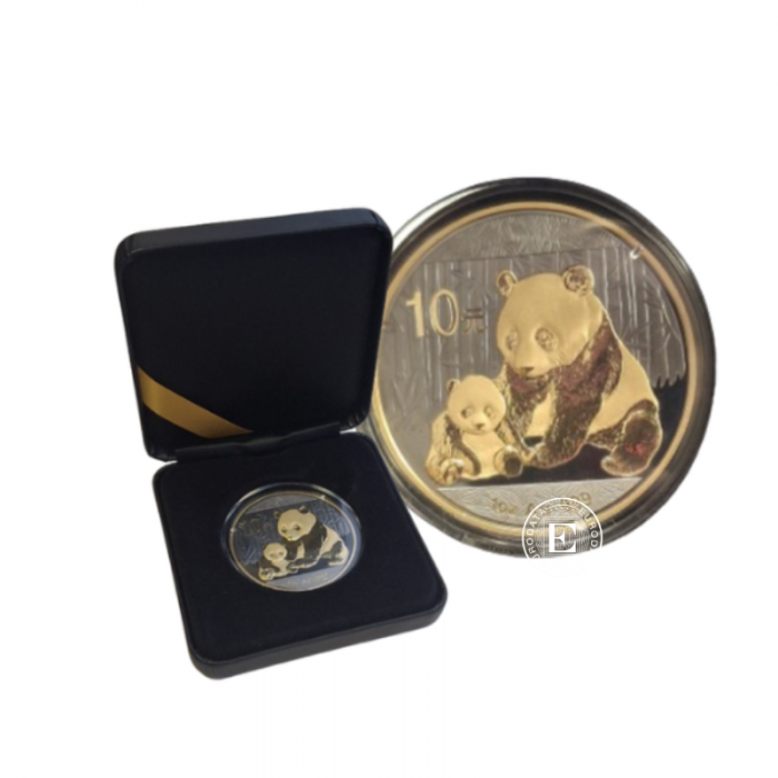 1 oz (31.10 g) sidabrinė moneta Panda - Black Impire Edition, Kinija 2012 (dalinai paauksuota)