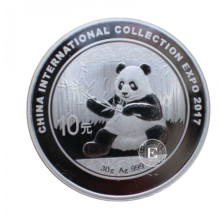 30 g sidabrinė moneta Panda - International Collection Expo, Kinija 2017