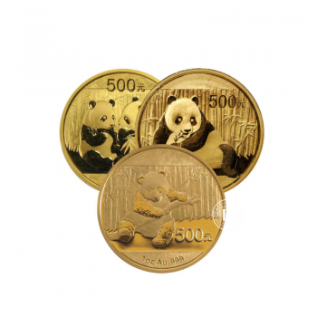 1 oz (31.1 g) auksinė moneta Panda, Kinija (atsitiktiniai metai)