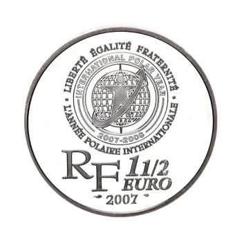 1.5 Eur (22.20 g)  srebrna PROOF moneta Paul Emile Victor, Francja 2007