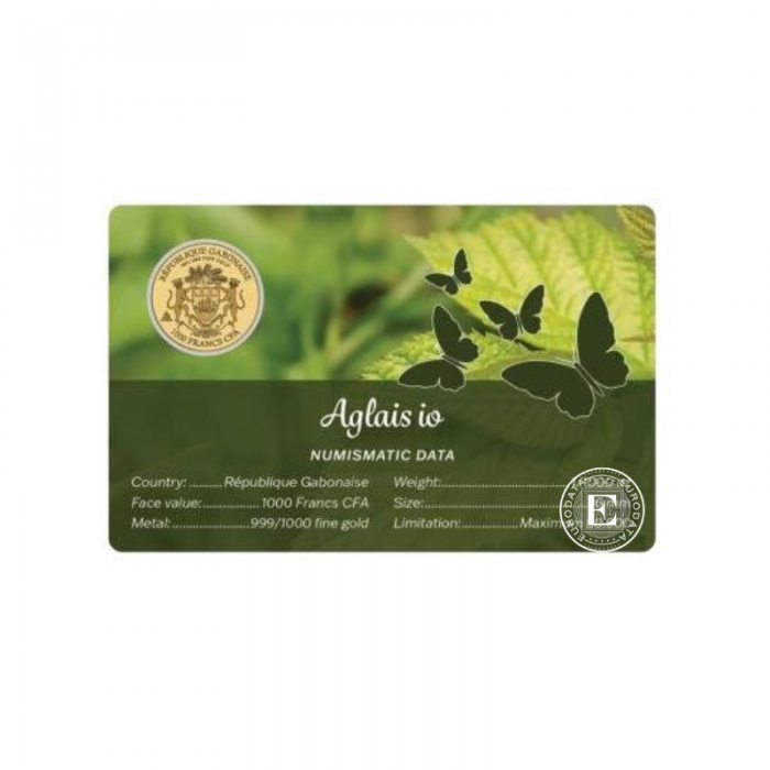 1/1000 oz  złota moneta European Peacock  Butterfly, Czad