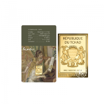 1/1000 oz aukso luitas - moneta Pierre-Auguste Renoir Paintings – Young Girls at the Piano, Čadas