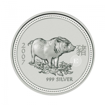 1 oz (31.10 g) sidabrinė moneta Lunar I -  Kiaulės metai, Australija 2007