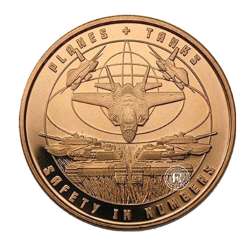 1 oz (31.10 g) Kupfermünze Planes and Tanks, USA random year