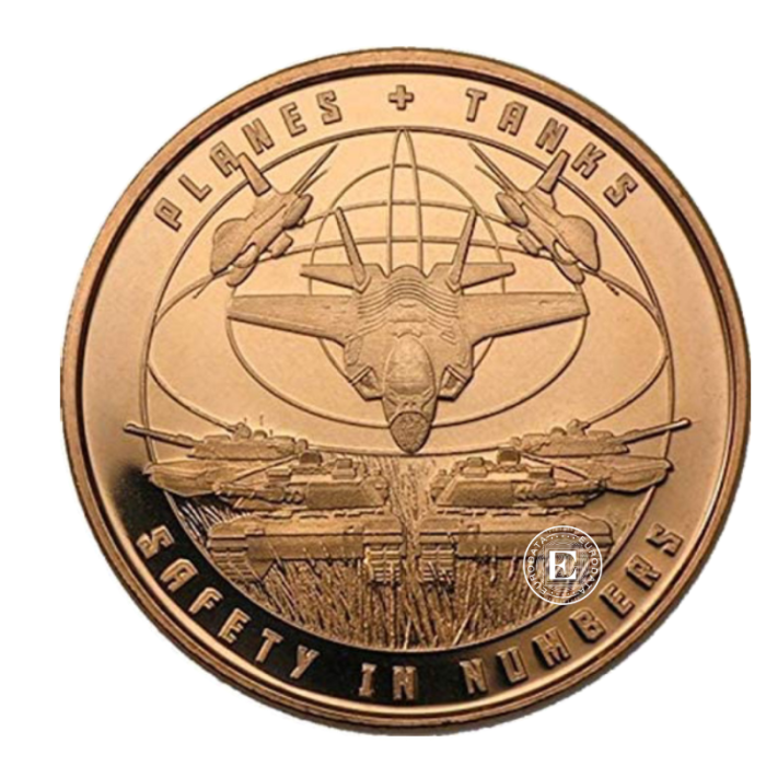 1 oz (31.10 g) varinė moneta Planes and Tanks, JAV (atsitiktiniai metai)