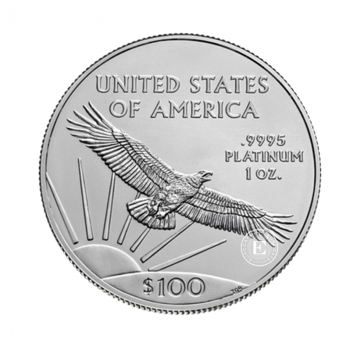 1 oz (31.10 g) platininė moneta Amerikos Erelis, JAV (atsitiktiniai metai)