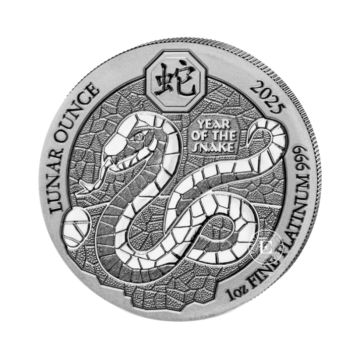 1 oz (31.10 g) pièce d'platine Year of the snake, Lunar, Rwanda 2025