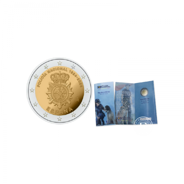 2 Eur PROOF moneta kortelėje Nacionalinės policijos 200-metis, Ispanija 2024