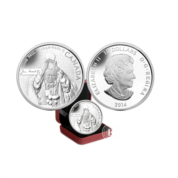 10 dolarów (23.13 g) srebrna moneta PROOF Pope John Paul II, Kanada 2014