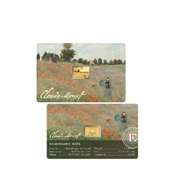 1/1000 oz aukso luitas - moneta Claude Monet Paintings - The Poppy Field near Argenteuil, Čadas