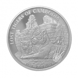 1 oz (31.10 g) sidabrinė moneta Prarasti Kambodžos tigrai, Kambodža 2025