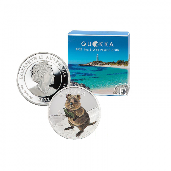 1 oz (31.10 g) Silbermünze PROOF farbig Quokka, Australien 2021