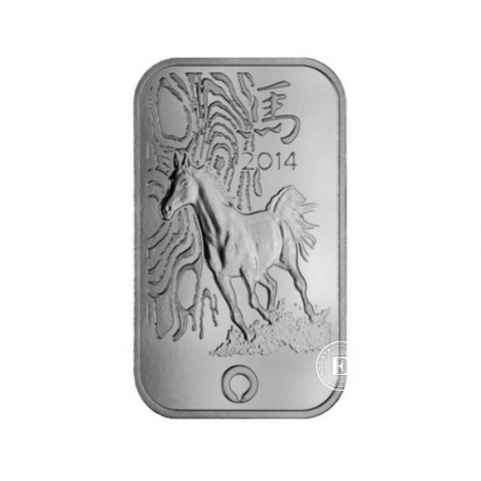 1 oz  (31.10 g) sidabro luitas Lunar - Arklio metai, Rand Refinery 999
