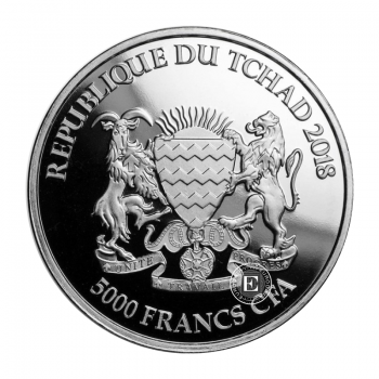 1 oz (31.10 g) sidabrinė moneta Mandala - Raganosis, Čadas 2018