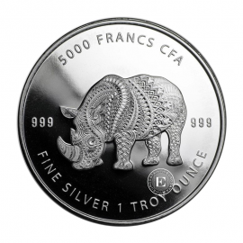 1 oz (31.10 g) silver coin Mandala - Rhinoceros, Republic of Chad 2018