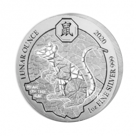 1 oz (31.10 g) srebrna moneta  Lunar - The year of the rat, Rwanda 2020