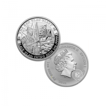 1 oz (31.10 g) sidabrinė moneta Black Flag  - The Red Flag Fleet, Tuvalu 2021