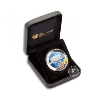 1 oz (31.10 g) sidabrinė spalvota PROOF moneta Didysis barjerinis rifas - Jūrinis vėžlys, Australia 2011 (su sertifikatu)