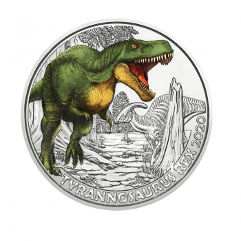 3 Eur spalvota moneta Tyrannosaurus Rex, Austrija 2020