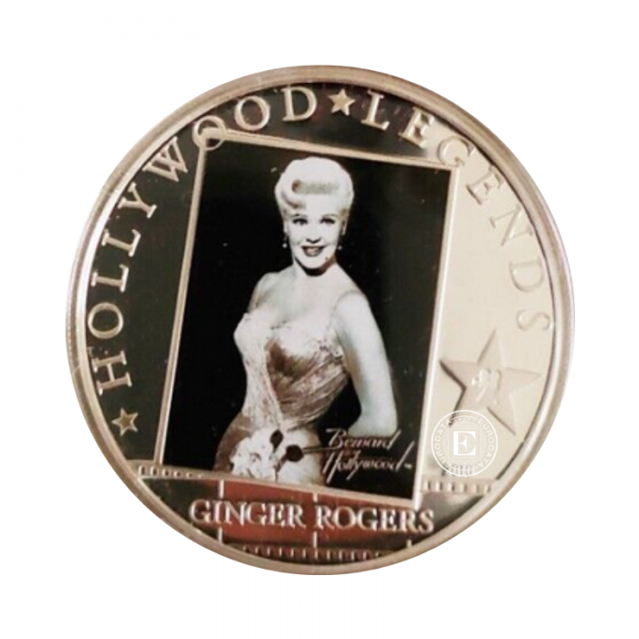 1 oz (31.10 g) Silbermünze farbig Hollywood legends - Ginger Rogers, Cookinseln 2010