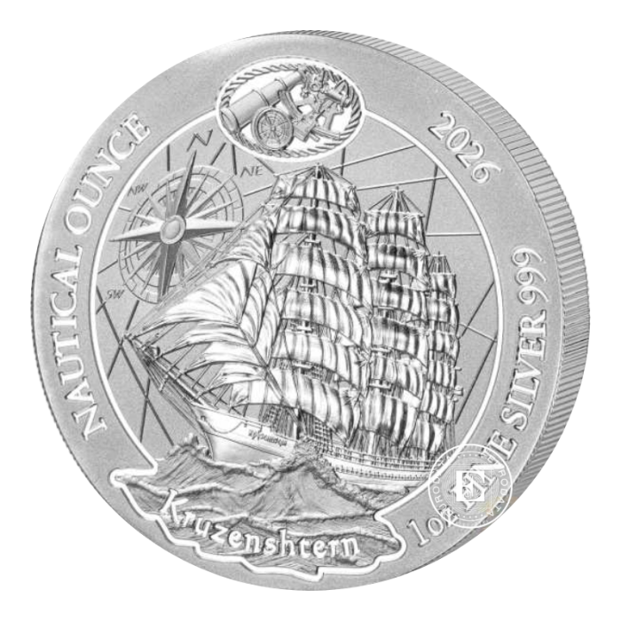 1 oz (31.10 g) sidabrinė moneta Nautical Ounce - Kruzenshtern, Ruanda 2026