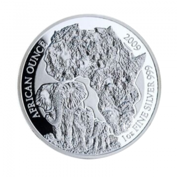 1 oz (31.10 g) silver coin Elephant, Rwanda 2009