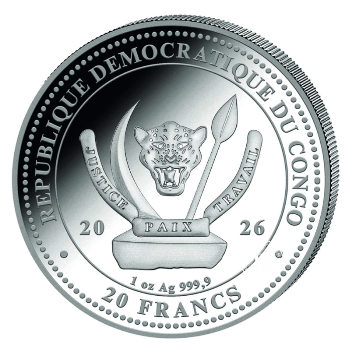 1 oz  (31.10 g) Silbermünze farbig Congo world wildlife  - Shark, Republik Kongo 2026 (partially gilted)