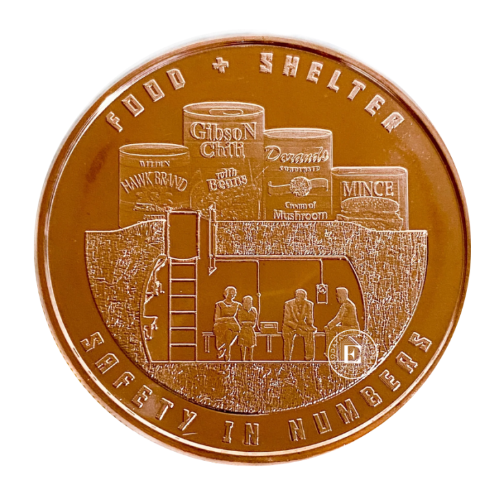 1 oz (31.10 g) varinė moneta Safety in numbers - Food and Shelter, JAV (atsitiktiniai metai)