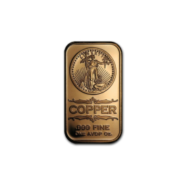 1 oz copper bar Saint-Gaudens, USA 999