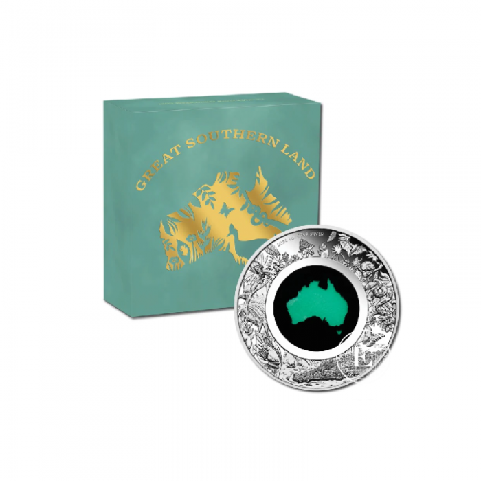 1 oz (31.10 g) srebrna PROOF kolorowa moneta Great Southern Land Chrysoprase, Australia 2024 (z certyfikatem)