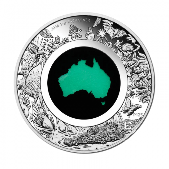 1 oz (31.10 g) srebrna PROOF kolorowa moneta Great Southern Land Chrysoprase, Australia 2024 (z certyfikatem)