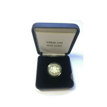 20 latų (11 g) sidabrinė PROOF moneta Lašiša, Latvija 2013
