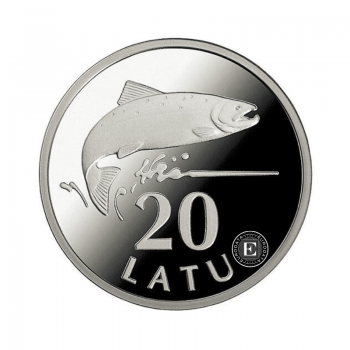 20 lats (11 g) srebrna PROOF moneta Silver Salmon, Łotwa 2013