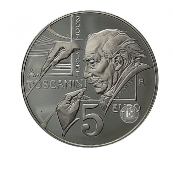 5 Eur (18 g) srebrna PROOF moneta  Toscanini, San Marino 2007