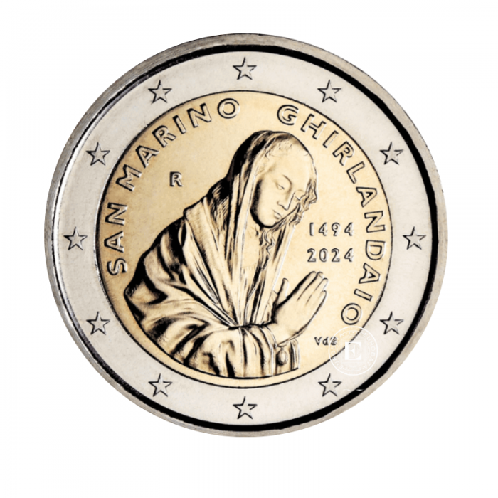 2 Eur moneta kortelėje Domenico Ghirlandaio, San Marinas 2024