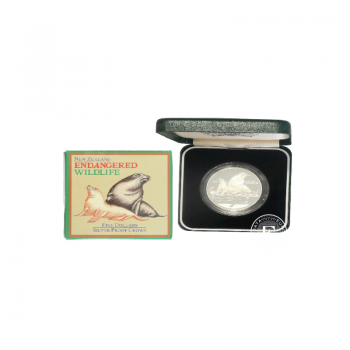 5 dolerių (31.47 g) sidabrinė PROOF moneta Jūrų liūtas, Naujoji Zelandija 1993