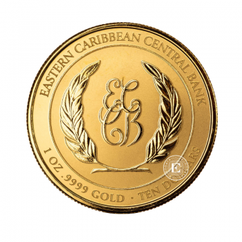 1 oz (31.10 g) auksinė moneta kortelėje EC8 Montserrat – Raudonžiedis paukštis, Rytų Karibų Salos 2023