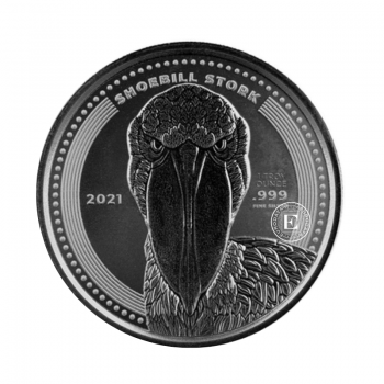 1 oz (31.10 g) sidabrinė moneta Shoebill Stork, Kongo Respublika 2021