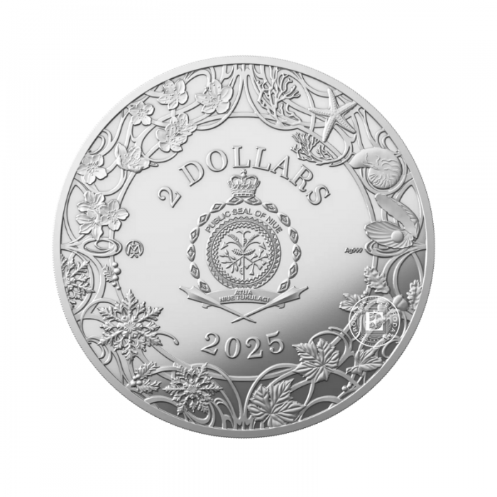 2 dolerių (31.10 g) sidabrinė PROOF moneta Žiema, Niujė 2025 