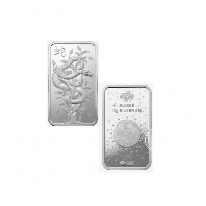 10 g sidabro luitas Lunar - Gyvatės metai, PAMP 999.9