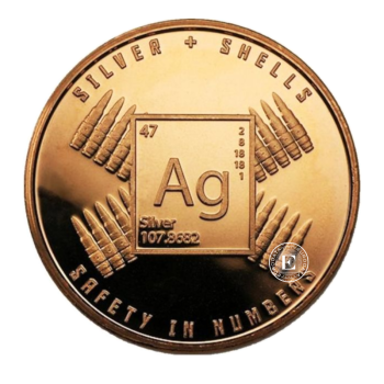 1 oz copper round SIN Silver and Shells, USA random year