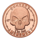 1 oz (31.10 g) miedziana moneta round Skull Protect 2nd Amendment, USA random year